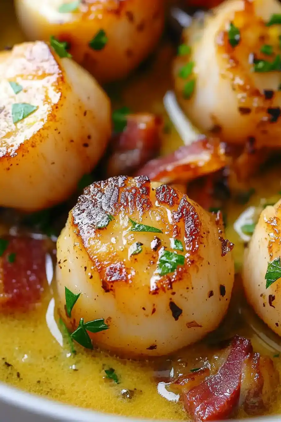 Elegant Seared Scallops with Bacon in Lemon Butter Sauce