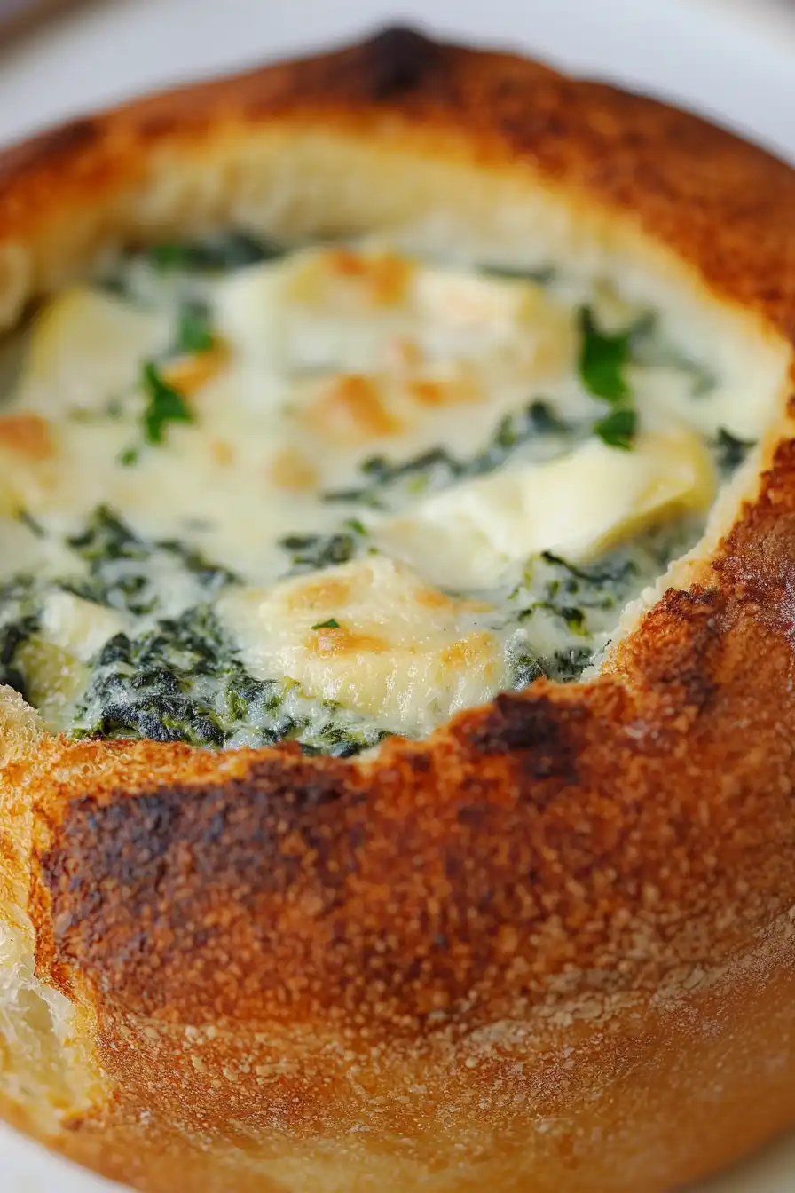 Ultimate Spinach Artichoke Dip in a Bread Bowl