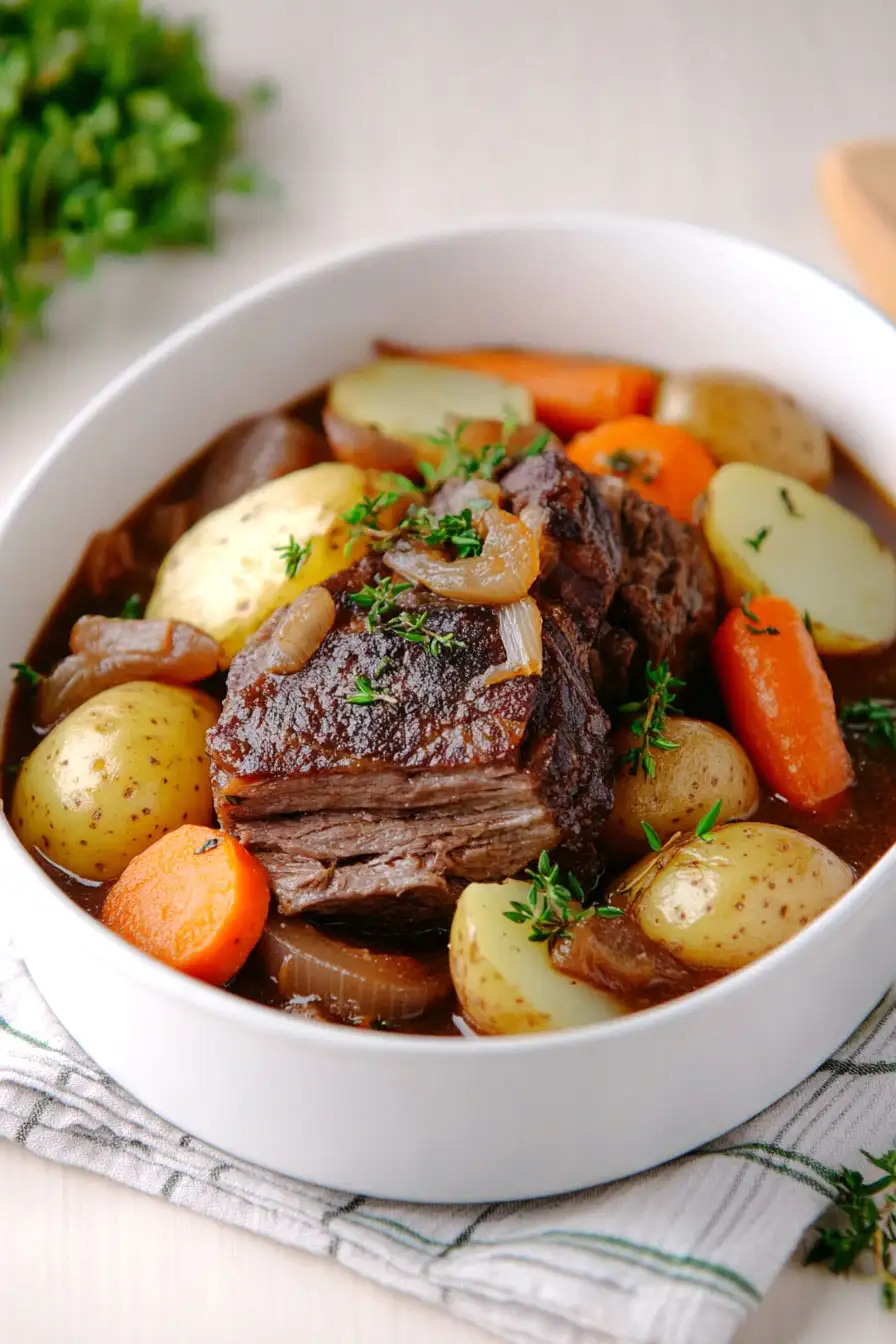 Tasty Crockpot Pot Roast with Onion Soup Mix