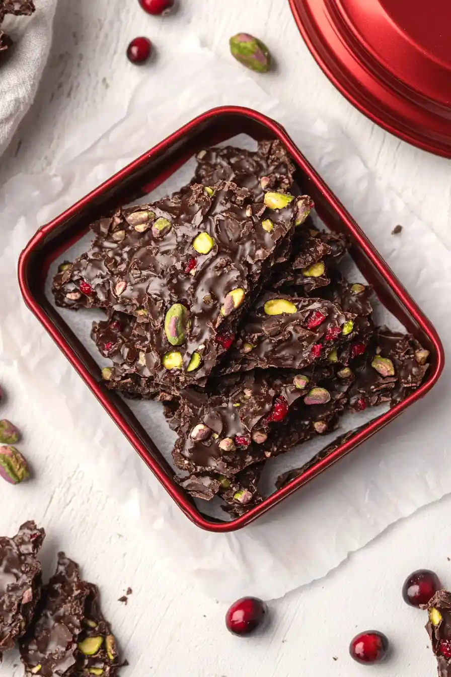 Crunchy Dark Chocolate Pistachio Cranberry Bark