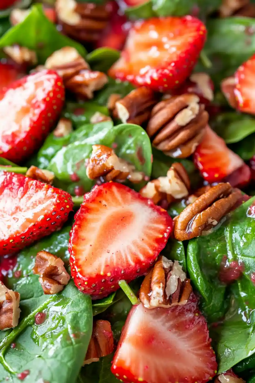 Fresh Strawberry Spinach Salad with Red Wine Vinegar