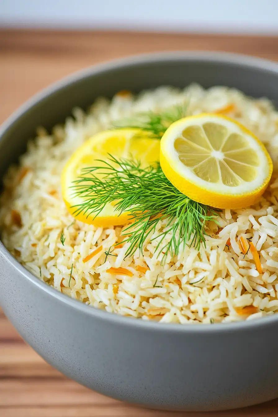Healthy Greek Lemon Rice in a Rice Cooker