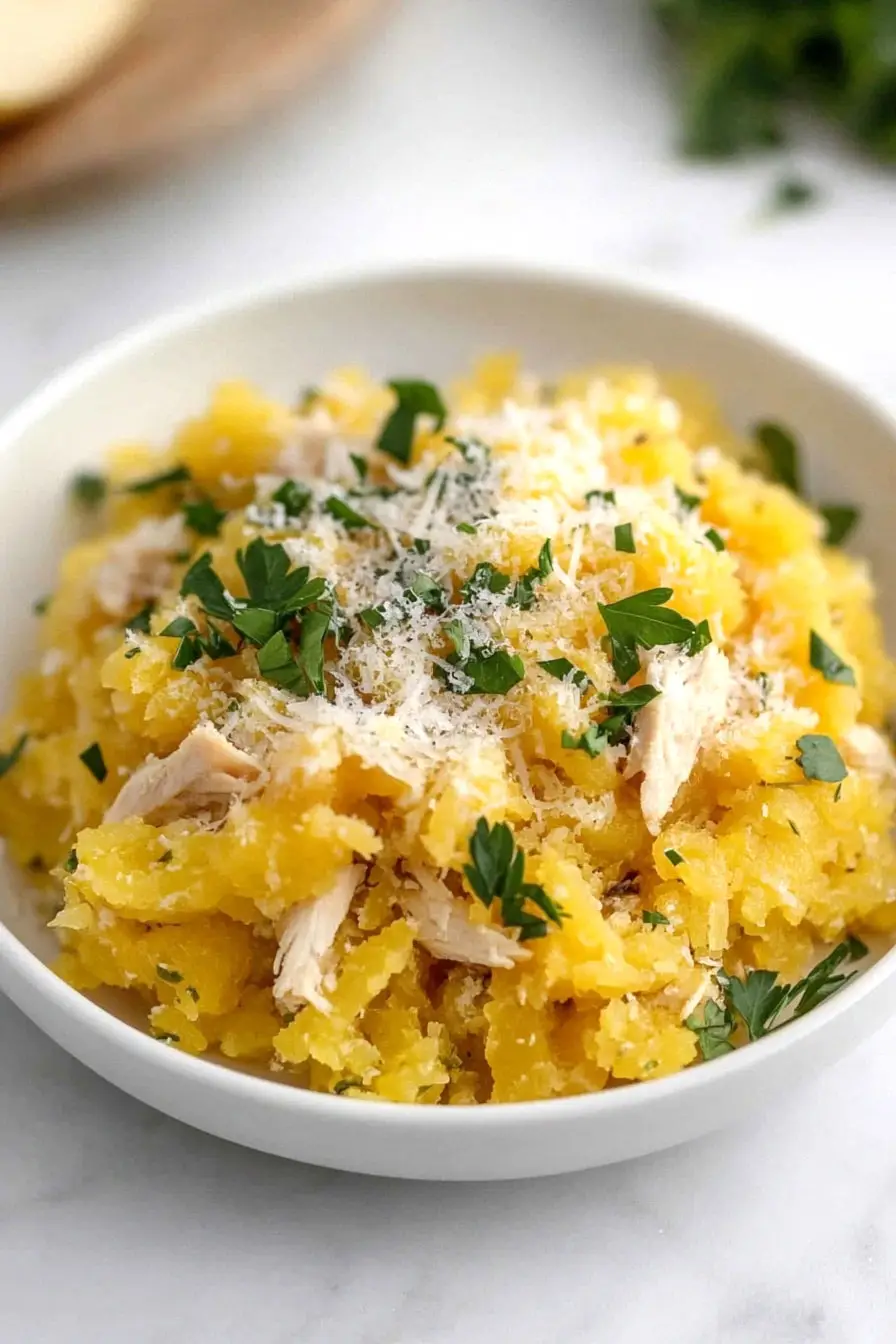 Low Calorie Spaghetti Squash with Chicken