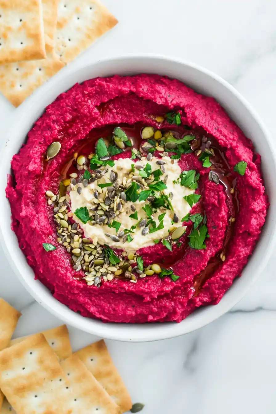 Delicious Beet Hummus Veggie Bowl