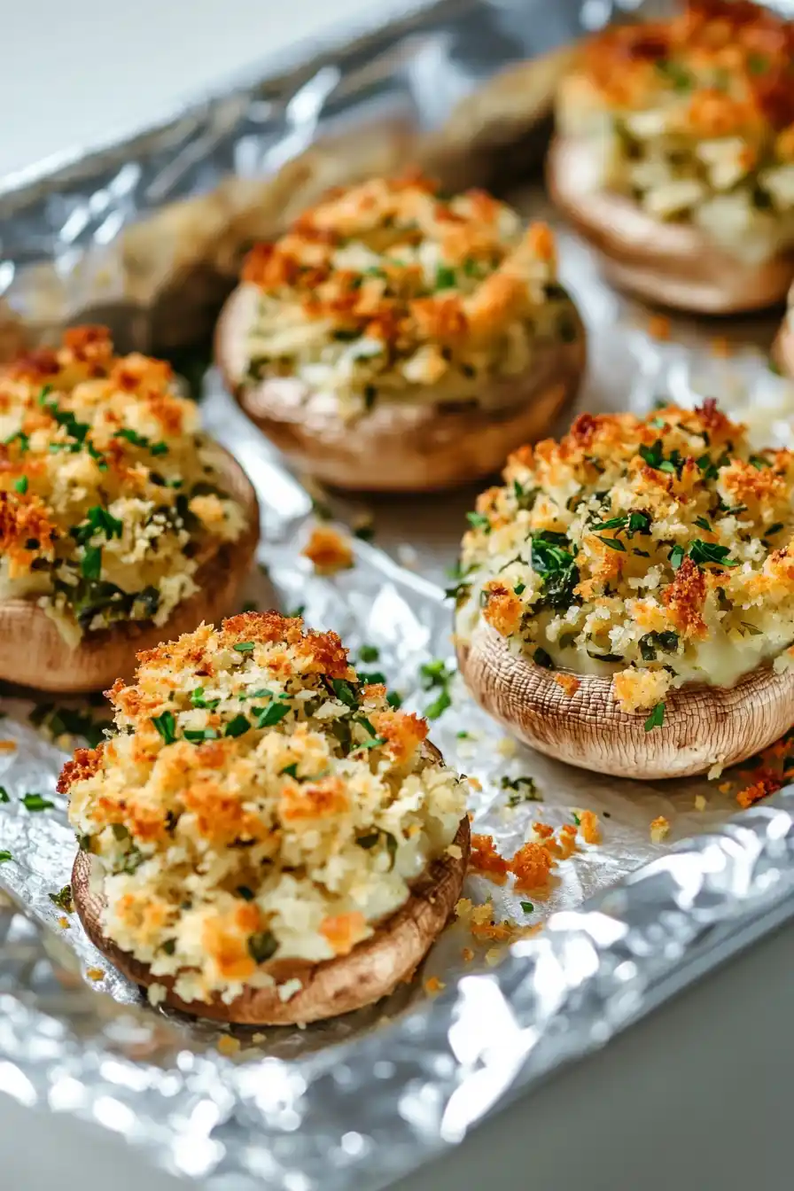 Juicy Breadcrumb Stuffed Mushrooms