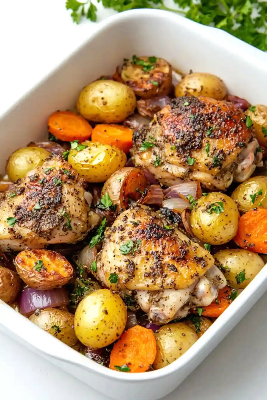 Flavorful Chicken Thigh and Veggie Bake