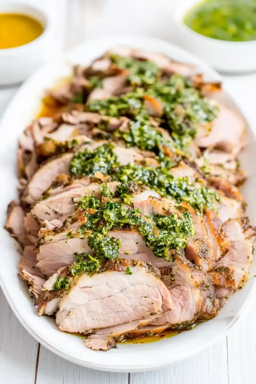 Tasty Slow Cooker Pork Shoulder with Zesty Basil Sauce