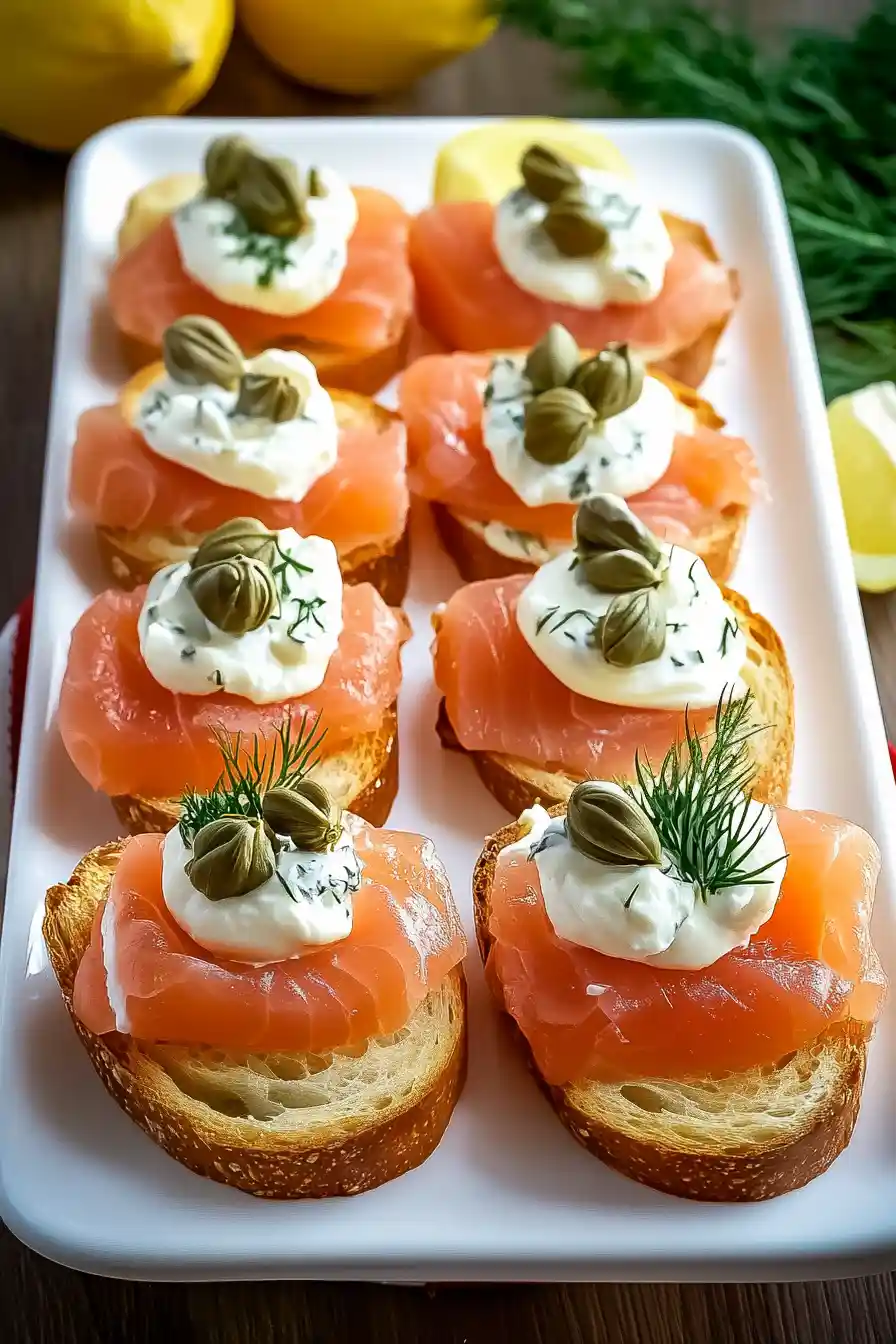 Quick Smoked Salmon Easter Crostini