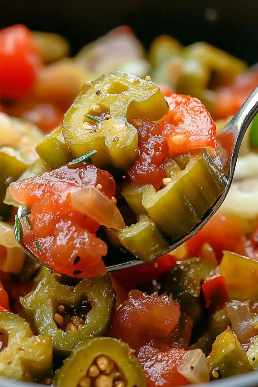 Simple Okra, Tomatoes and Onions Stir-Fry
