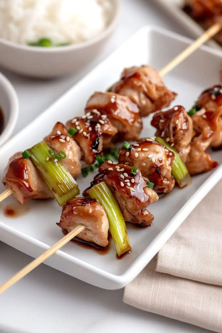Grilled Chicken and Leek Yakitori