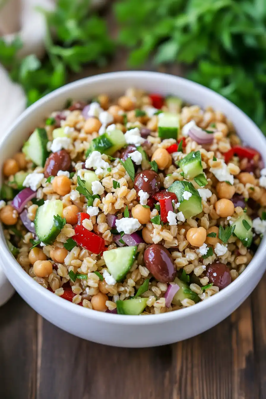 Healthy Farro Salad with Feta