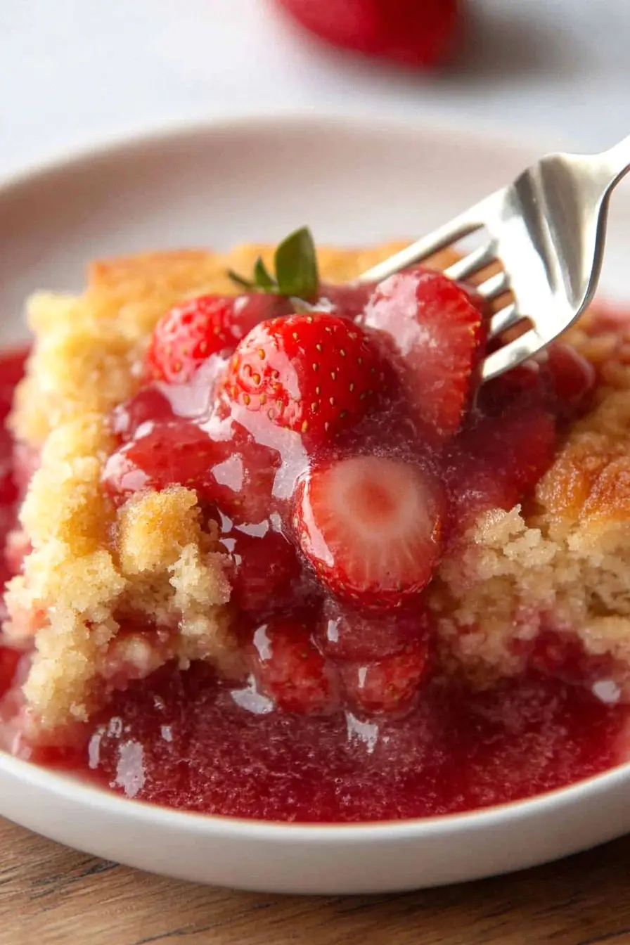 Mouthwatering Crockpot Strawberry Vanilla Dump Cake