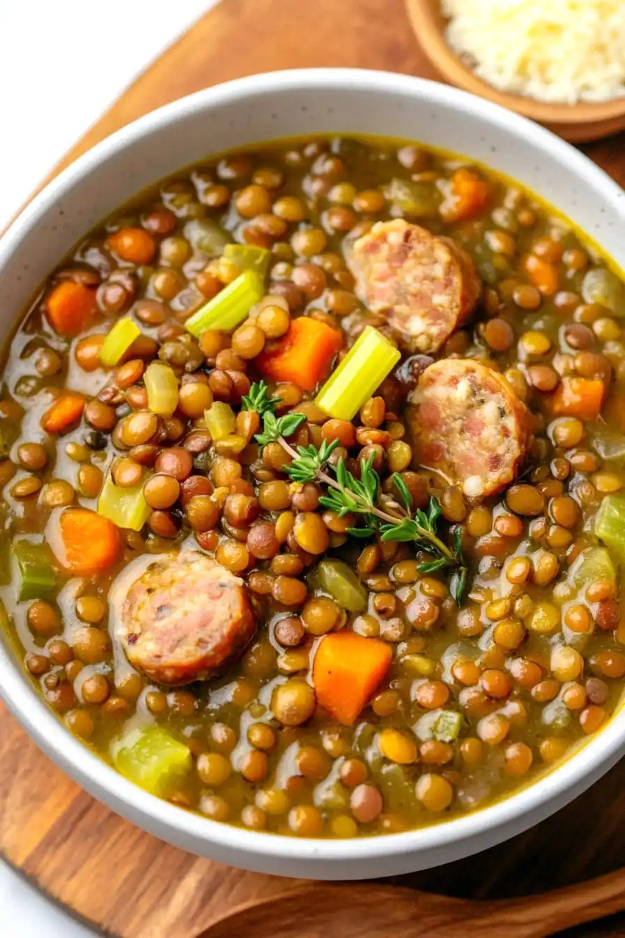 Flavorful Lentil Soup with Chicken Sausage