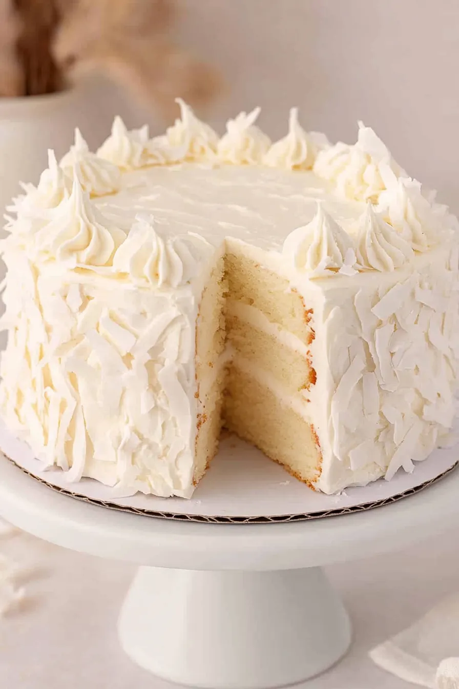 Homemade Coconut Cake with Cream Cheese Frosting