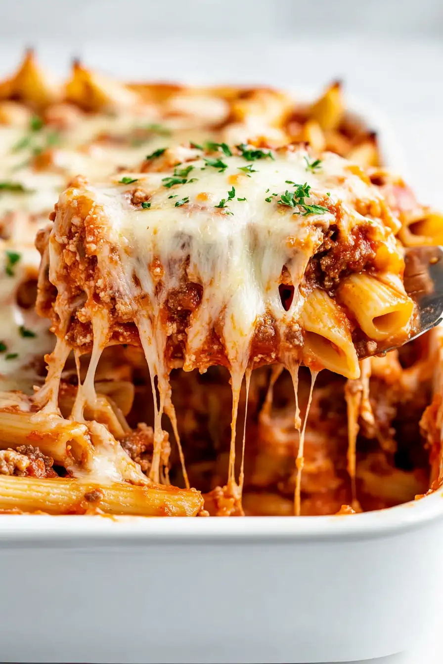 Easy Baked Ziti with Ground Beef and Ricotta