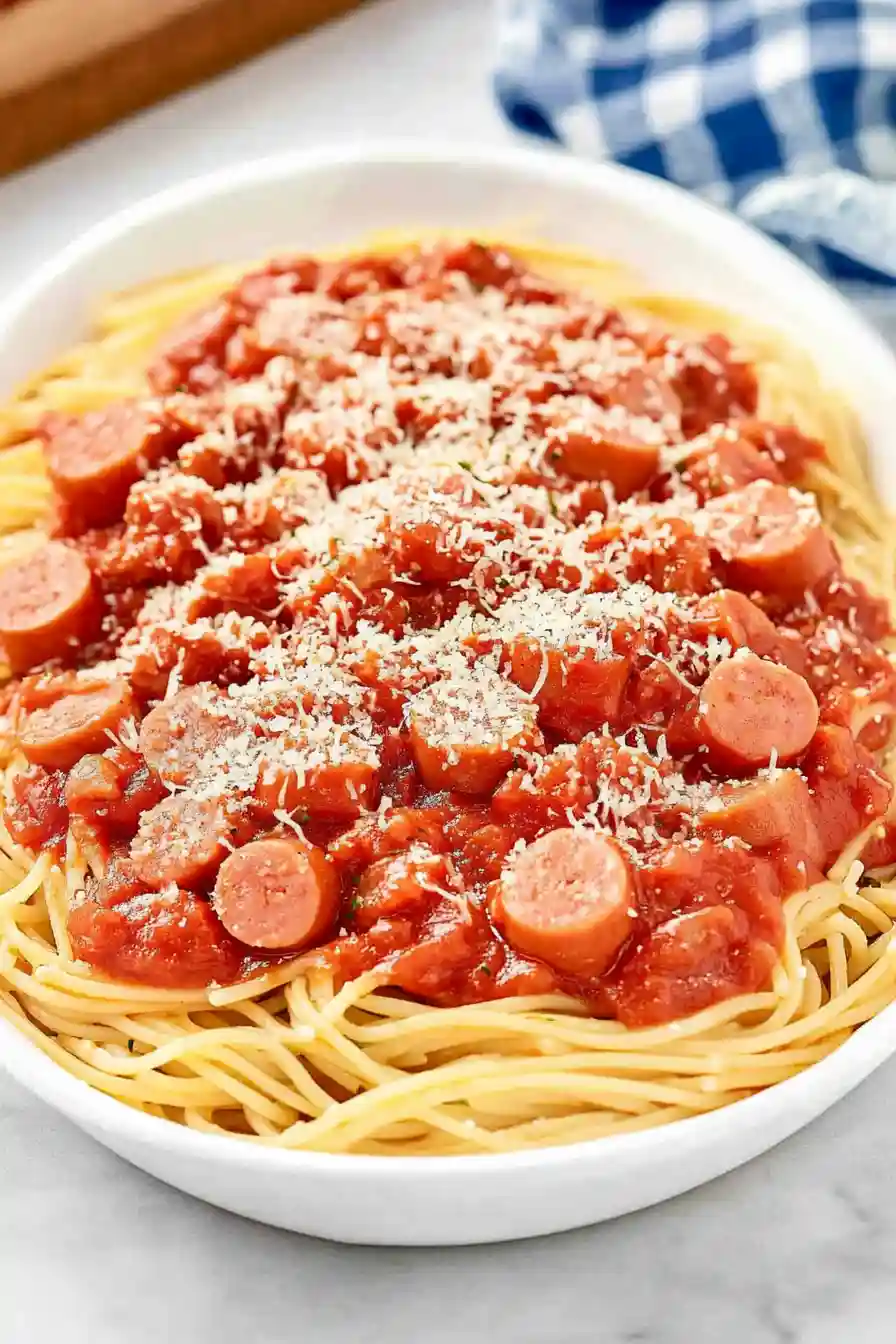 Quick Hot Dog Spaghetti
