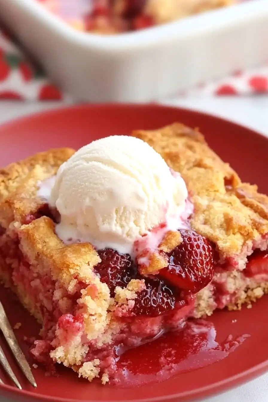 Fluffy Strawberry Dump Cake