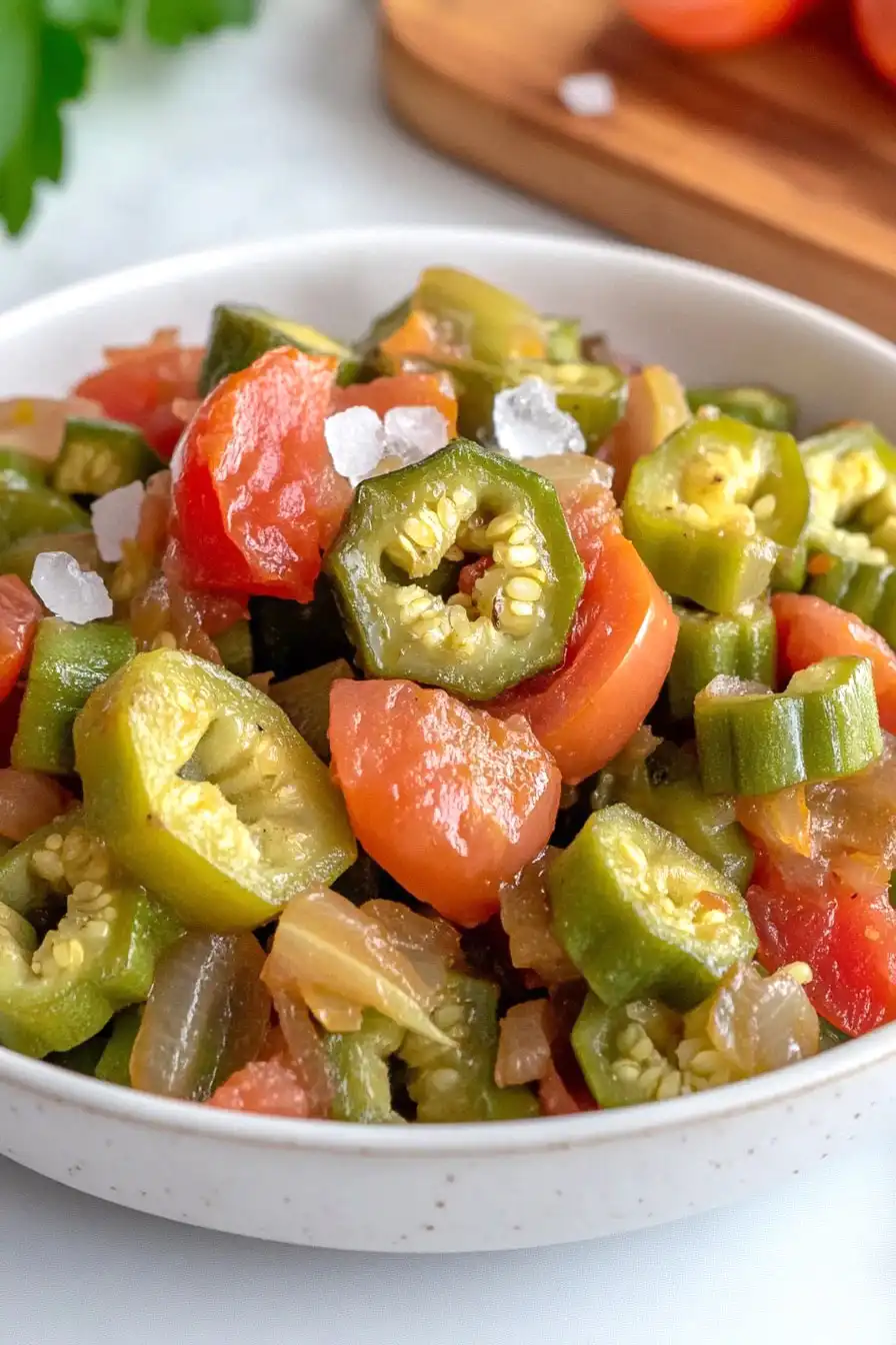 Simple Okra, Tomatoes and Onions Stir-Fry