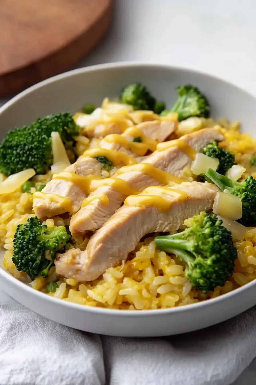 Quick Chicken and Yellow Rice with Broccoli