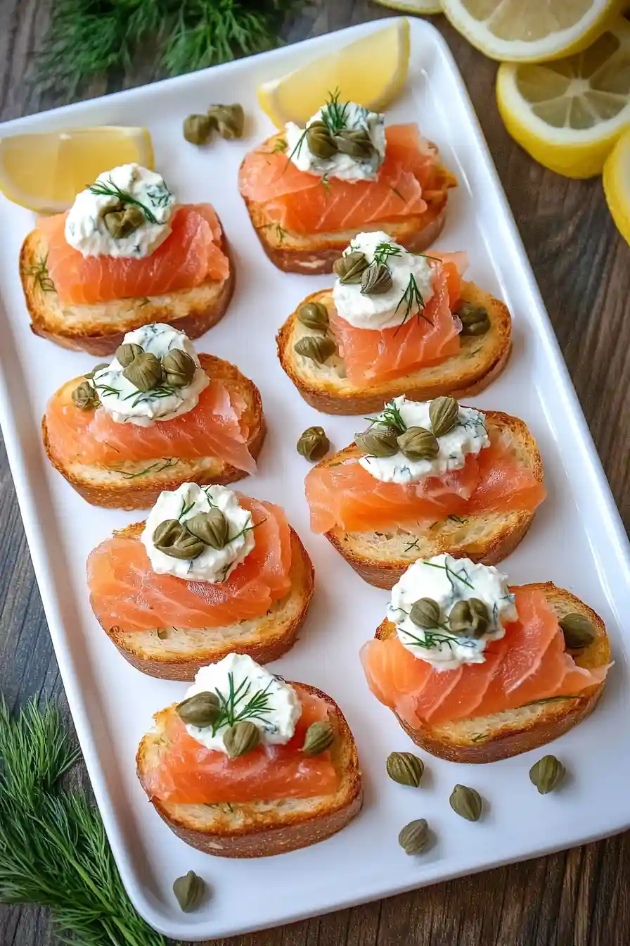 Quick Smoked Salmon Easter Crostini