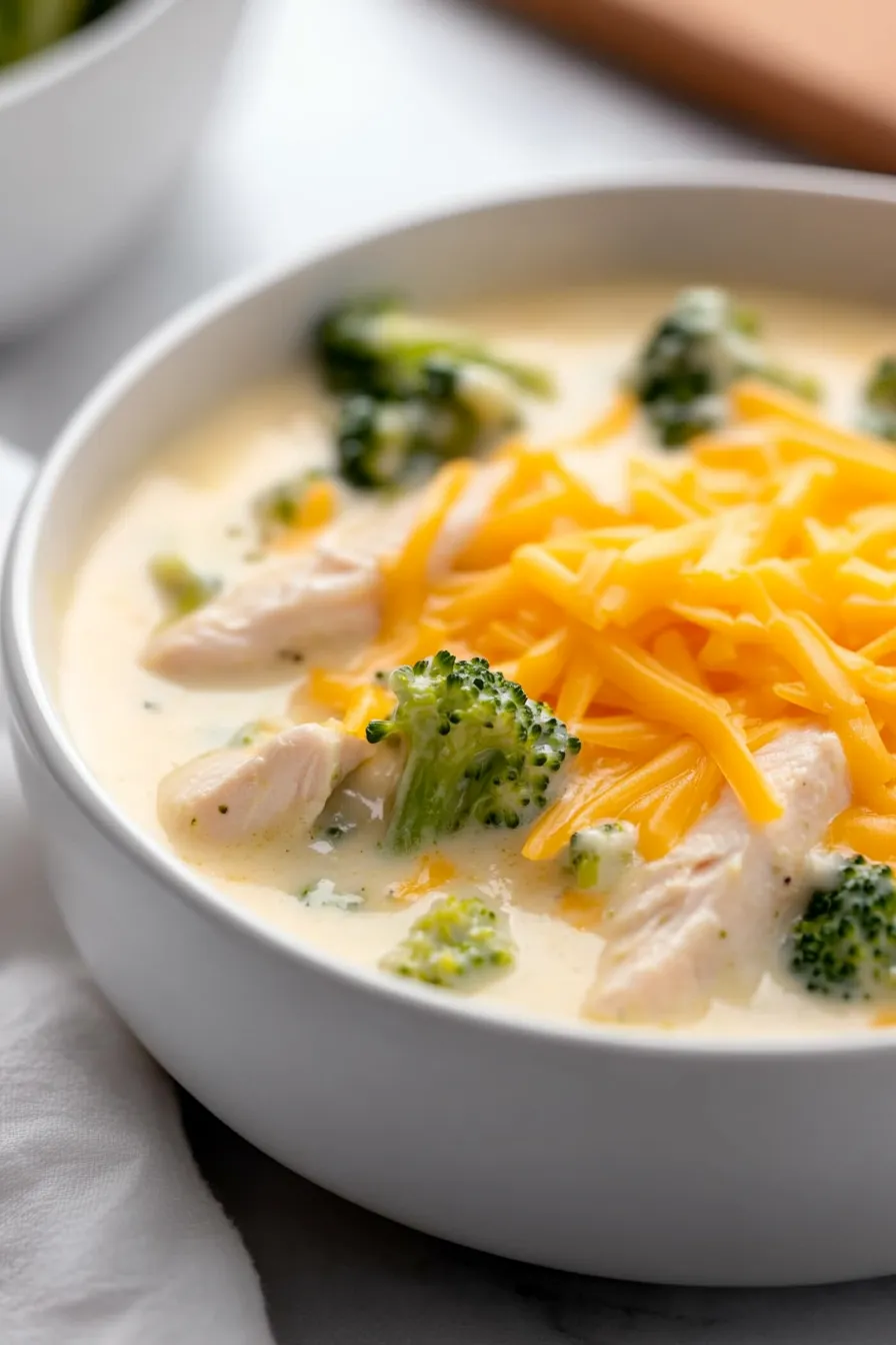 Healthy Keto Broccoli Cheese Soup with Chicken