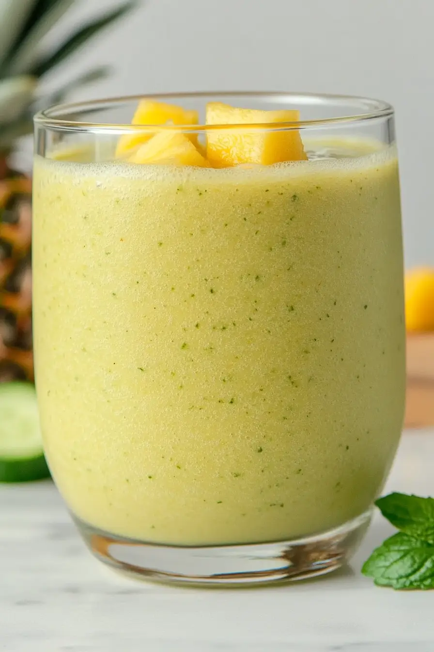 Quick Pineapple Cucumber Ginger Detox Drink