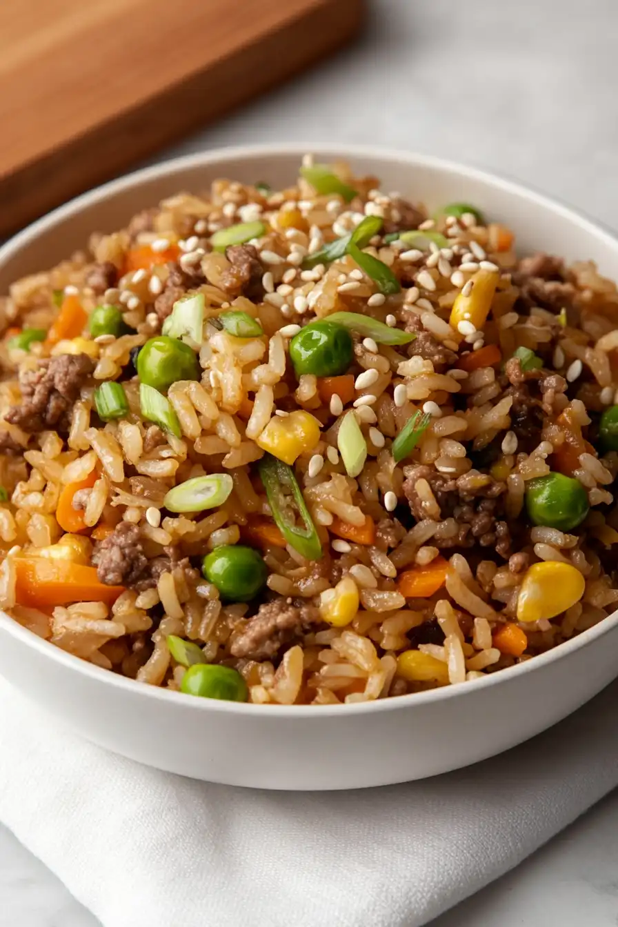 Spicy Ground Venison Fried Rice
