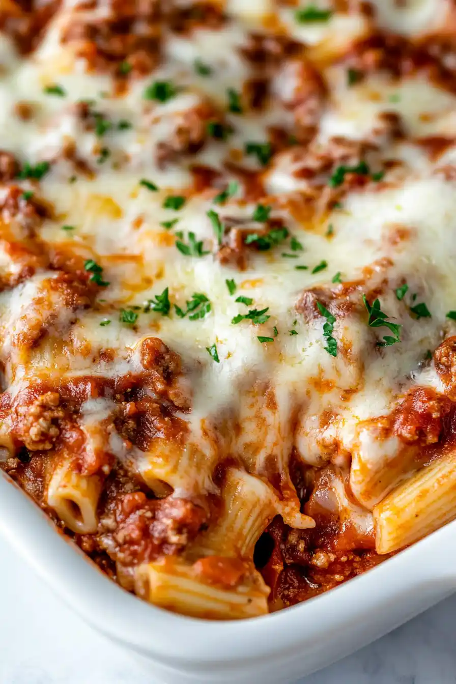 Easy Baked Ziti with Ground Beef and Ricotta