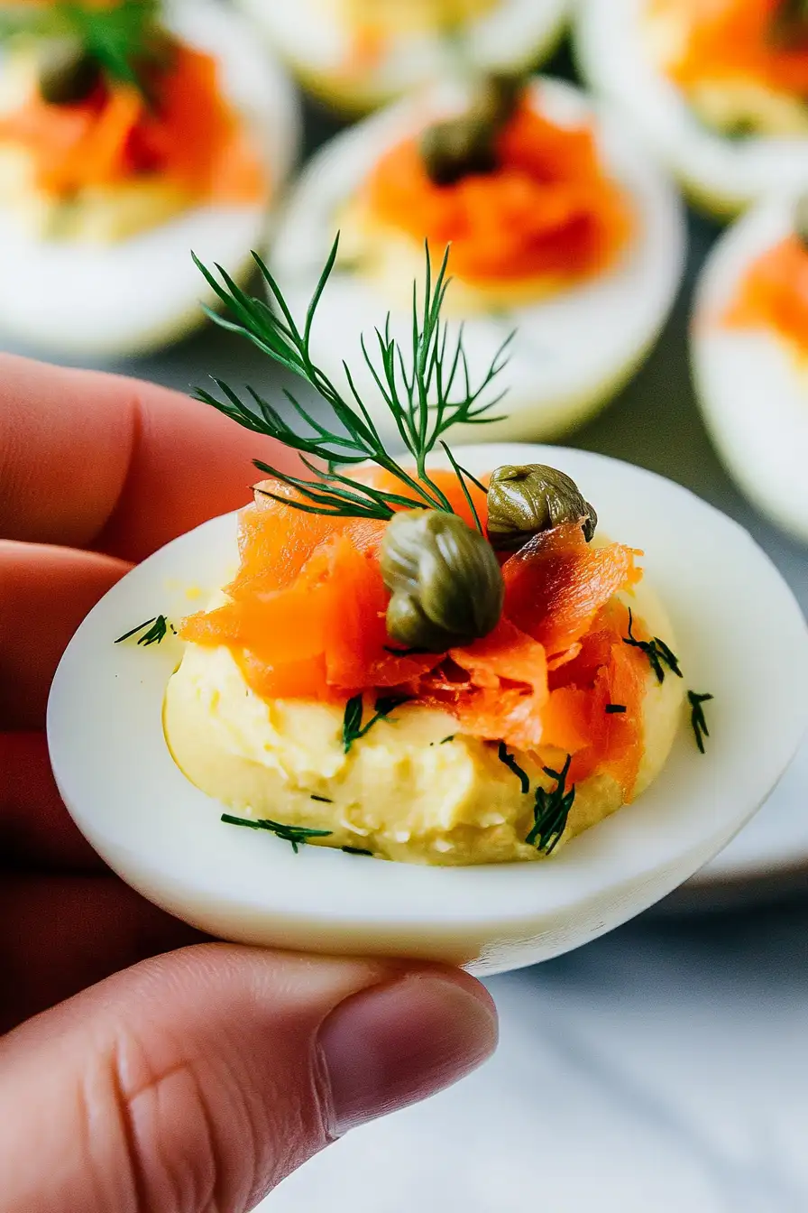 Low-Calorie Easter Smoked Salmon Deviled Eggs