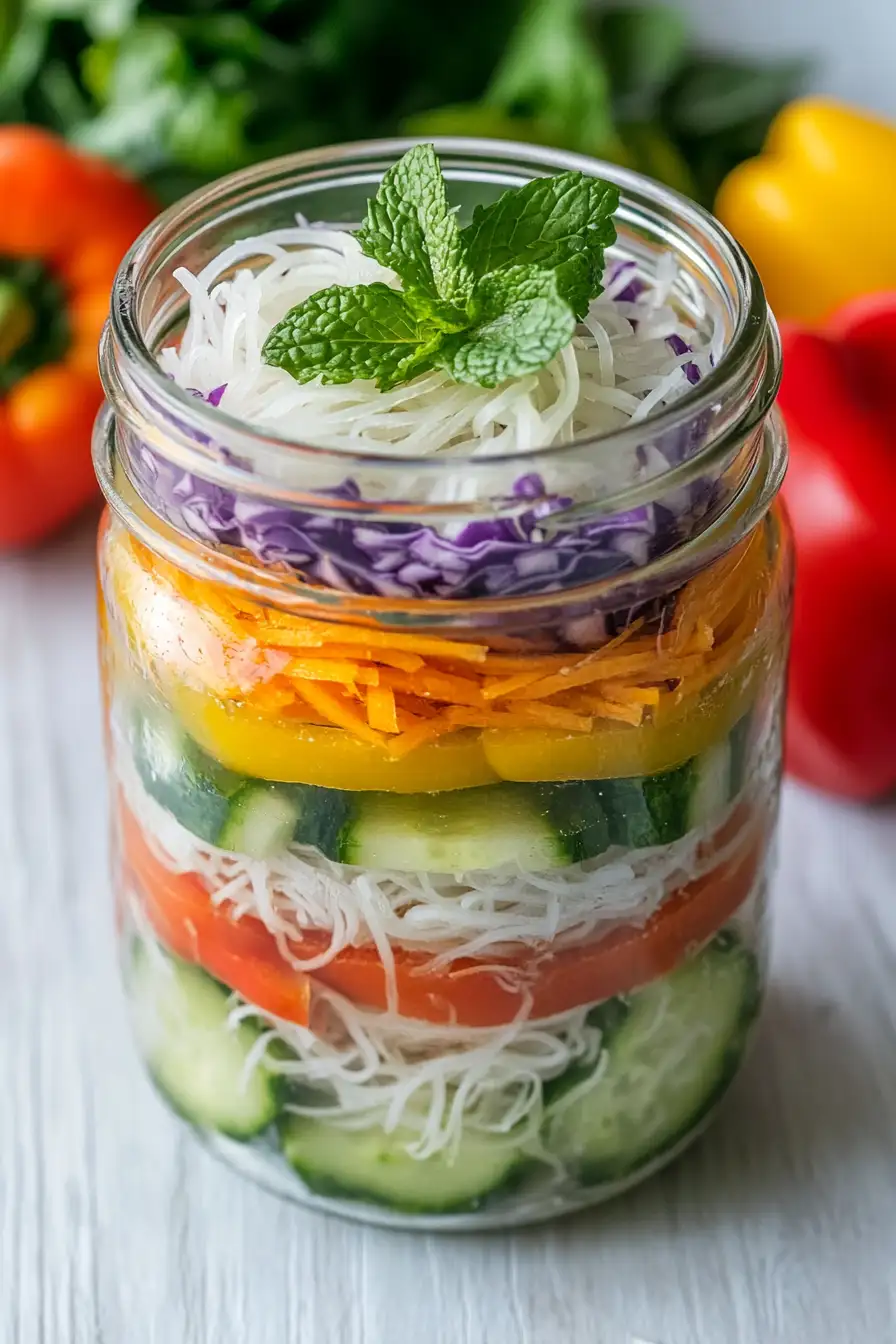 Delicious Spring Roll Salad in a Jar