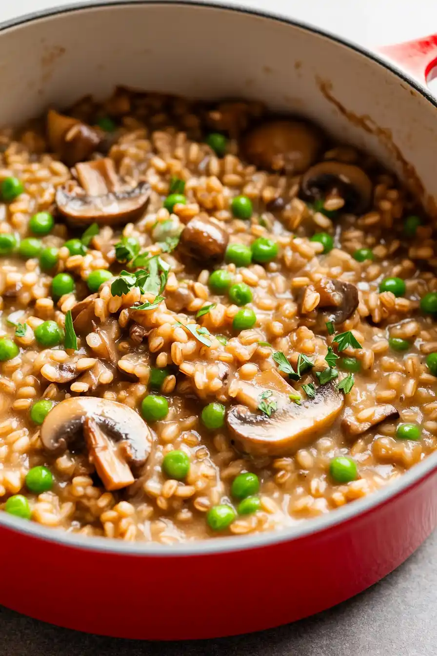 Quick Mushroom Farro Risotto