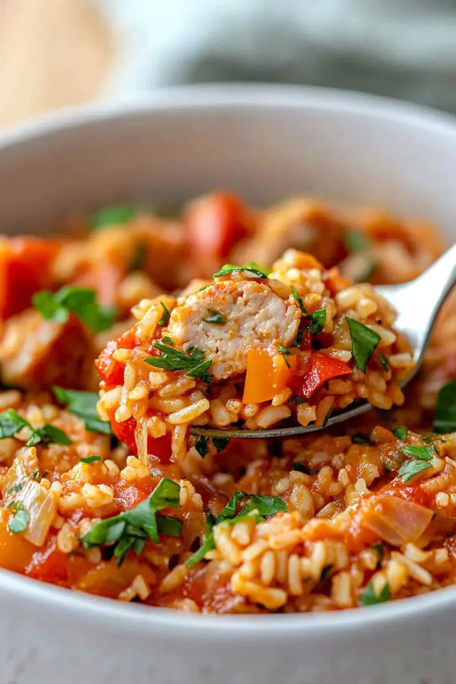 Juicy Chicken Sausage with Rice