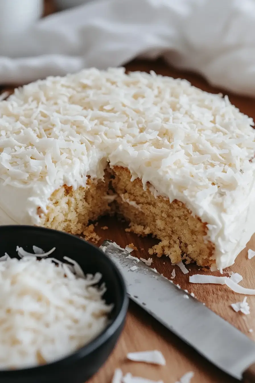 Fluffy One Layer Easter Coconut Cake