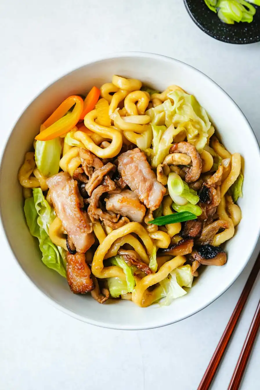 Flavorful Pork Belly Yaki Udon