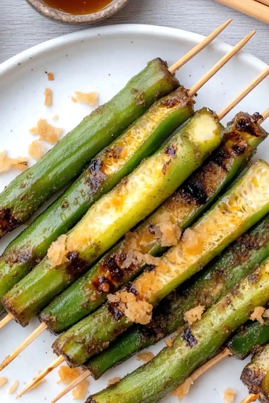 Healthy Grilled Okra Yakitori