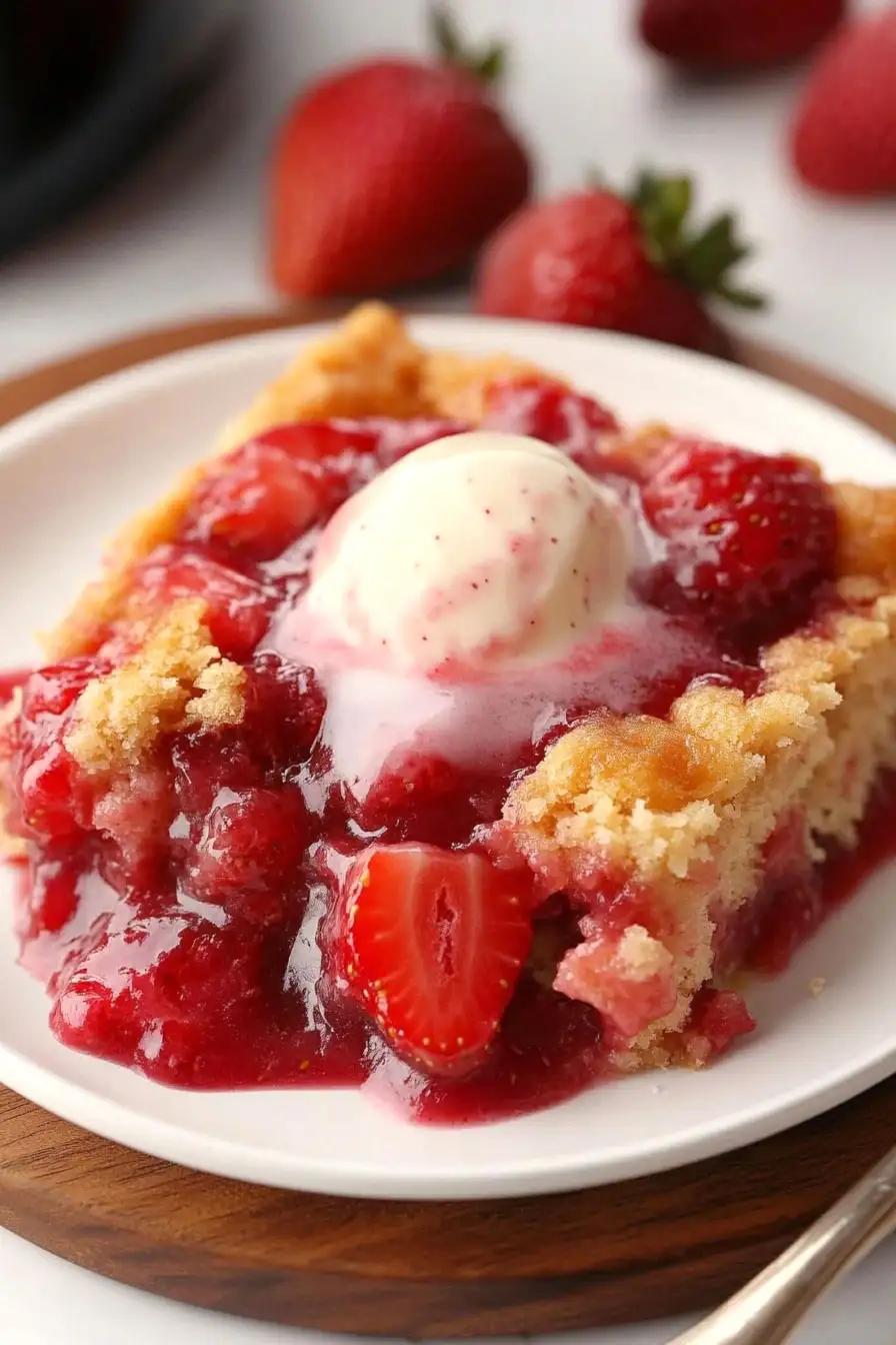 Mouthwatering Crockpot Strawberry Vanilla Dump Cake
