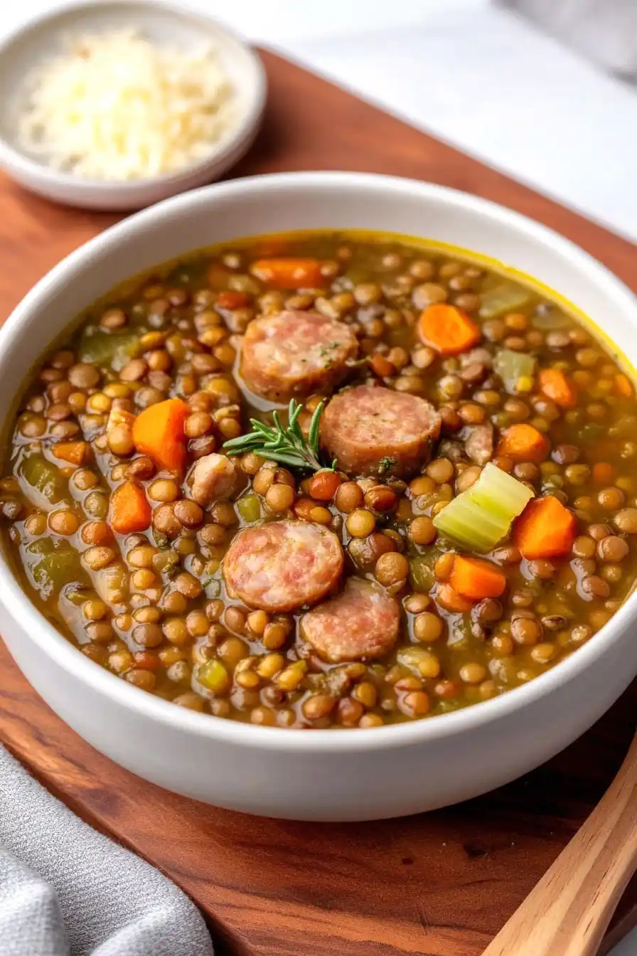 Flavorful Lentil Soup with Chicken Sausage