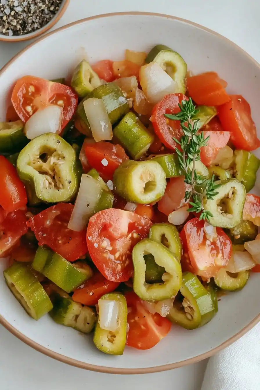 Simple Okra, Tomatoes and Onions Stir-Fry