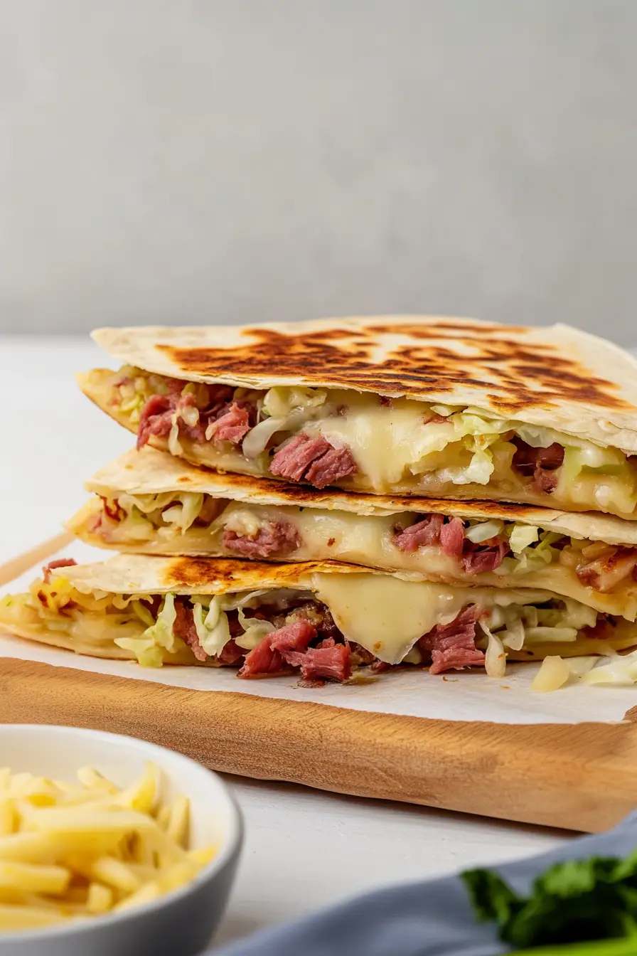 Juicy Corned Beef Quesadillas