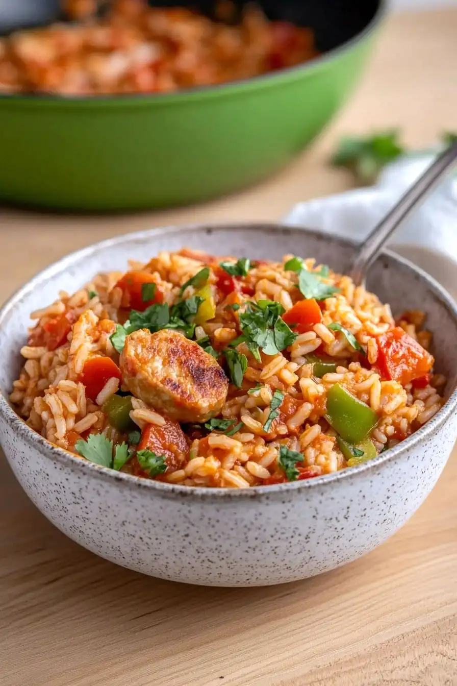 Juicy Chicken Sausage with Rice