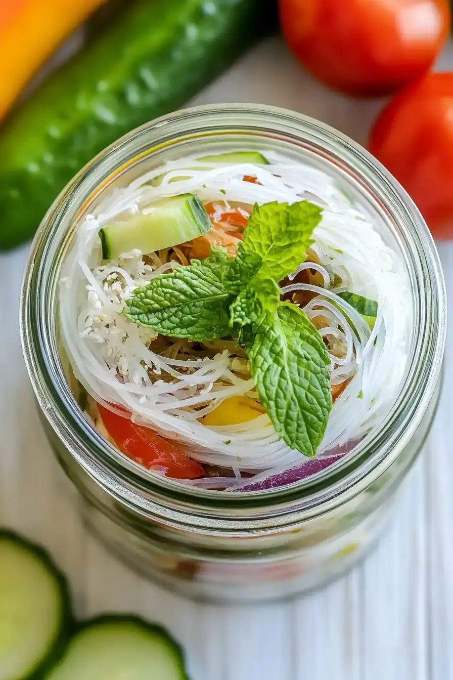 Delicious Spring Roll Salad in a Jar