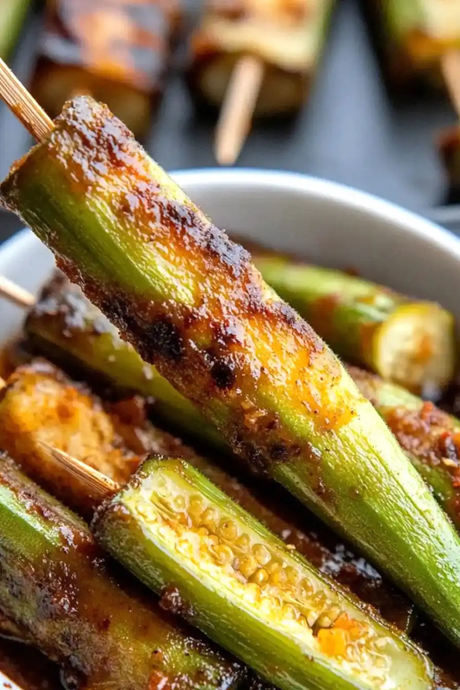 Healthy Grilled Okra Yakitori