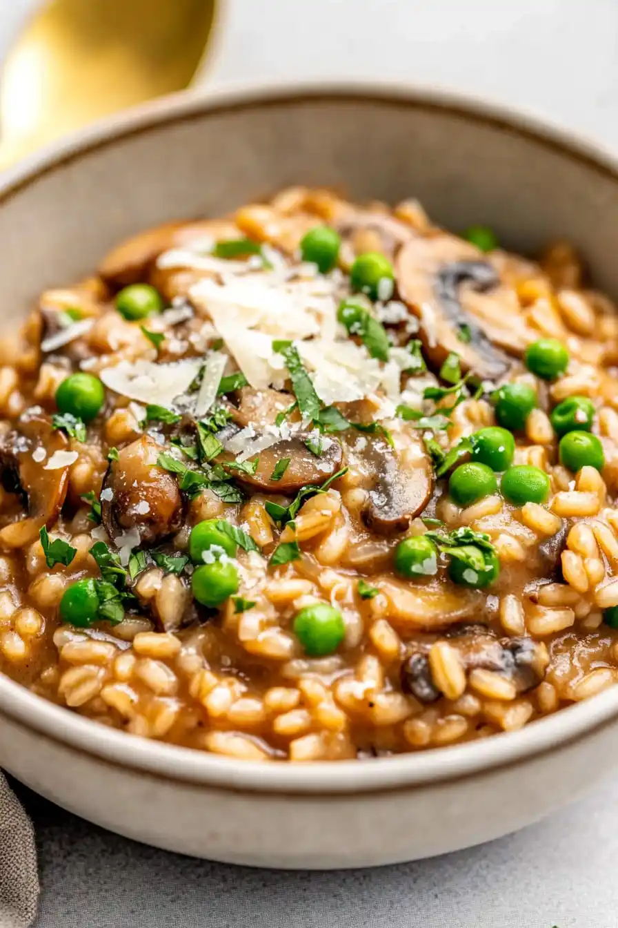 Quick Mushroom Farro Risotto