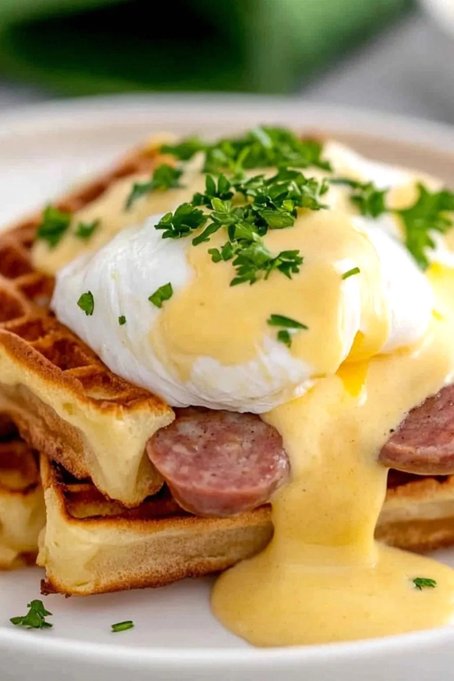 Fluffy Eggs Benedict Chaffles