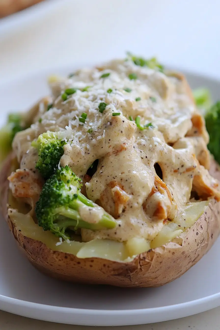 Savory Loaded Baked Potato with Chicken and Broccoli