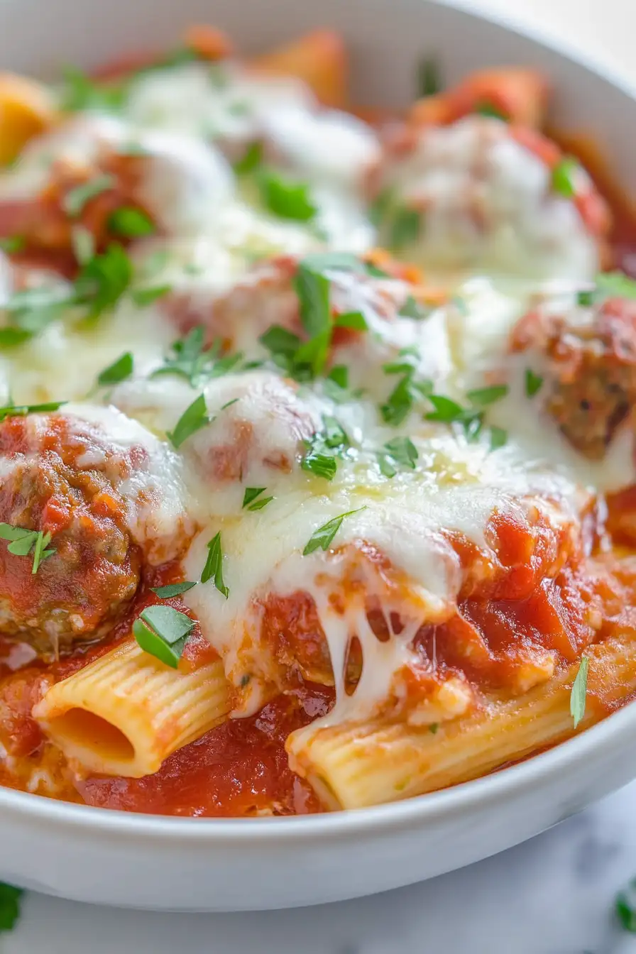 Flavorful Baked Ziti with Meatballs