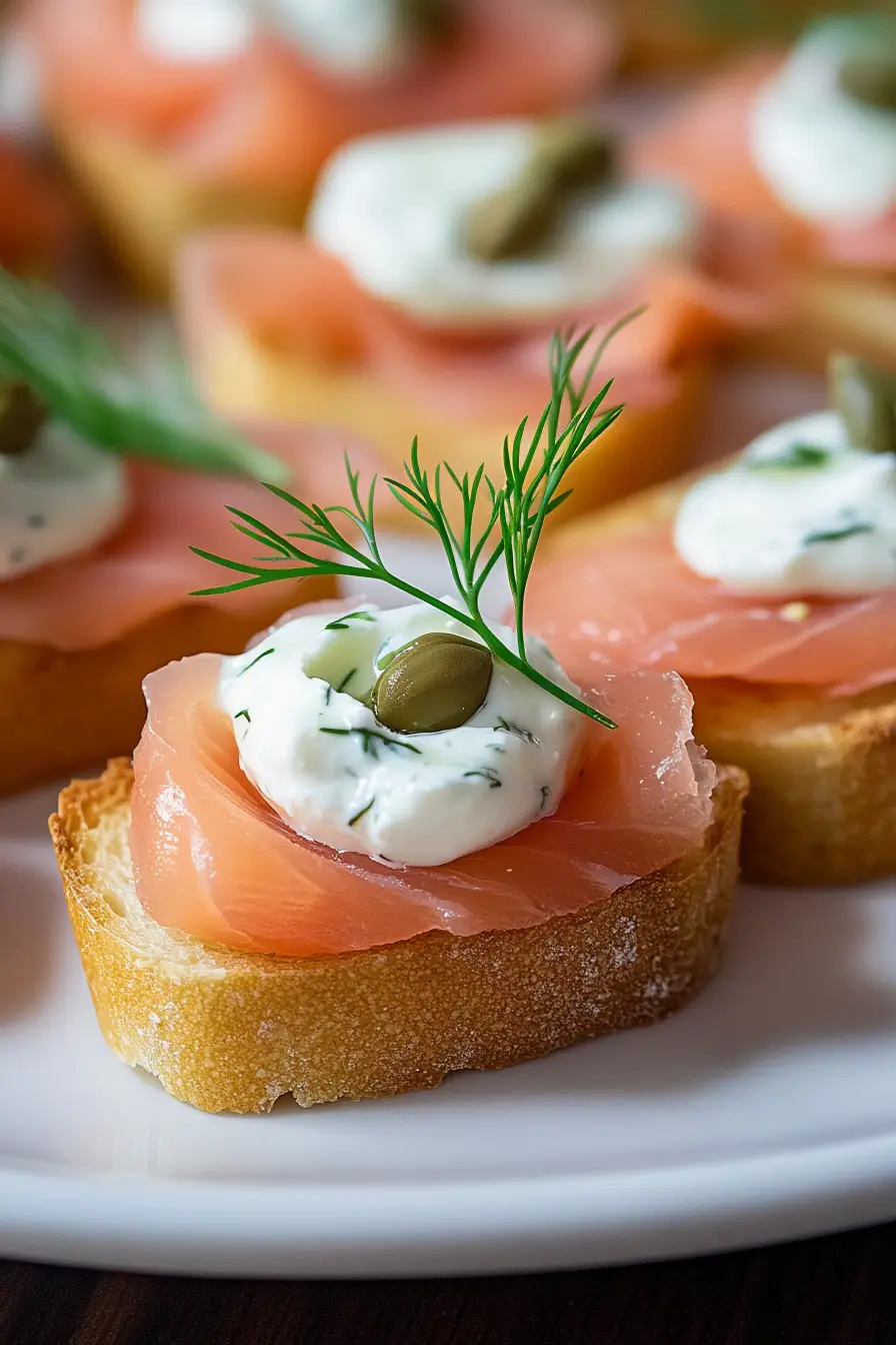 Quick Smoked Salmon Easter Crostini