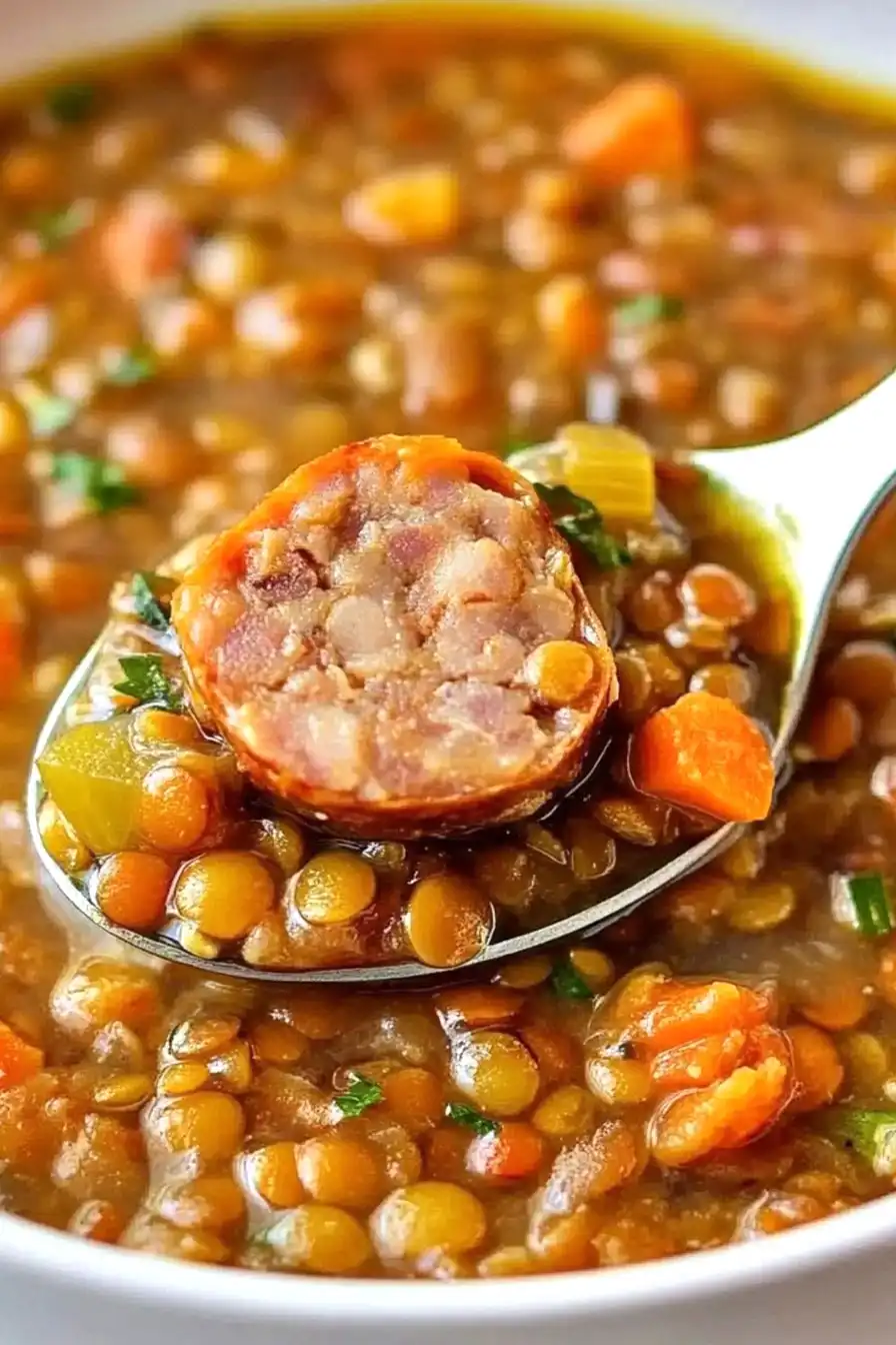 Flavorful Lentil Soup with Chicken Sausage
