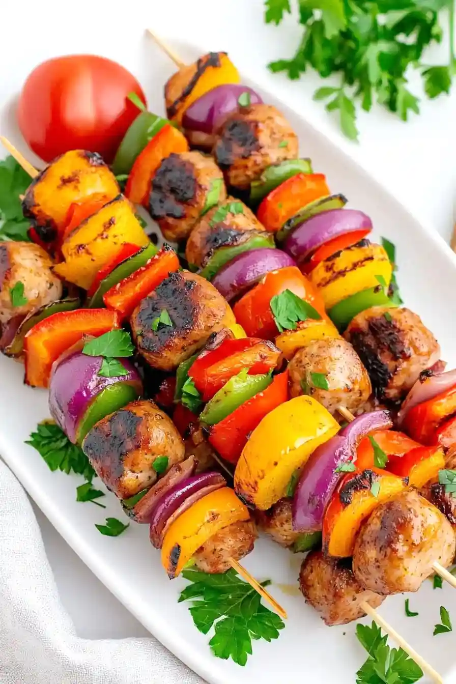 Quick Grilled Chicken Sausage Kabobs