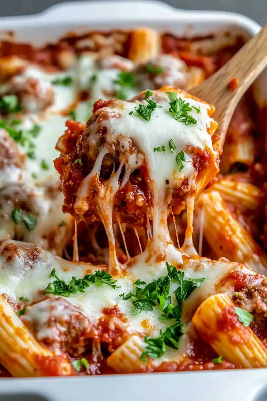Flavorful Baked Ziti with Meatballs
